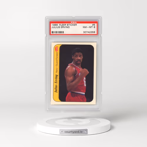1986 Fleer Sticker #5 Julius Erving (PSA 8 NM-MT)