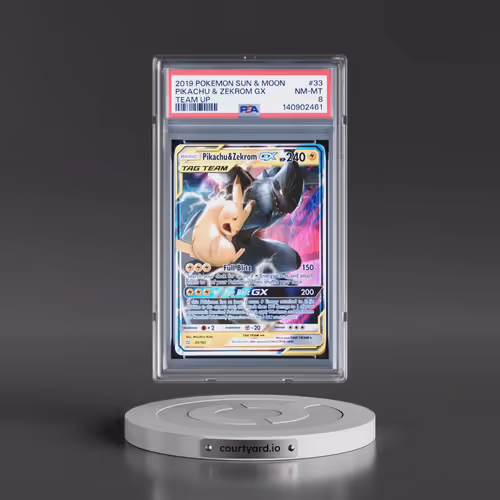 2019 Pokémon Sun & Moon Team Up #33 Pikachu & Zekrom GX - Holo (PSA 8 NM-MT)