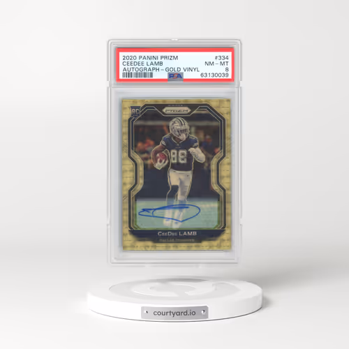 2020 Panini Prizm #334 Ceedee Lamb - Autograph-Gold Vinyl (PSA 8 NM-MT)