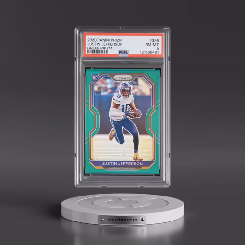 2020 Panini Prizm #398 Justin Jefferson - Green Prizm (PSA 8 NM-MT)