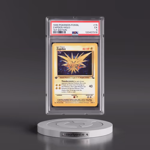 1999 Pokémon Fossil #15 Zapdos - 1st Edition Holo (PSA 5 EX)