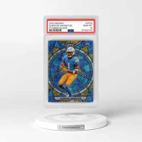 2023 Panini Mosaic Stained Glass #SG29 Quentin Johnston (PSA 10 GEM MINT)