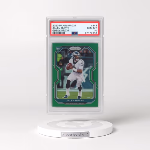 2020 Panini Prizm #343 Jalen Hurts - Green Prizm (PSA 10 GEM MINT)