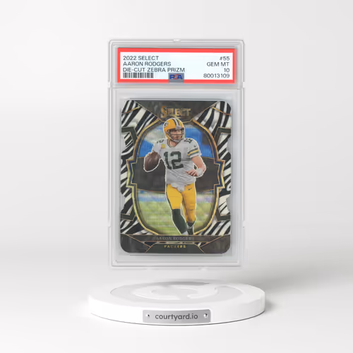 2022 Panini Select #55 Aaron Rodgers - Die-Cut Zebra Prizm (PSA 10 GEM MINT)