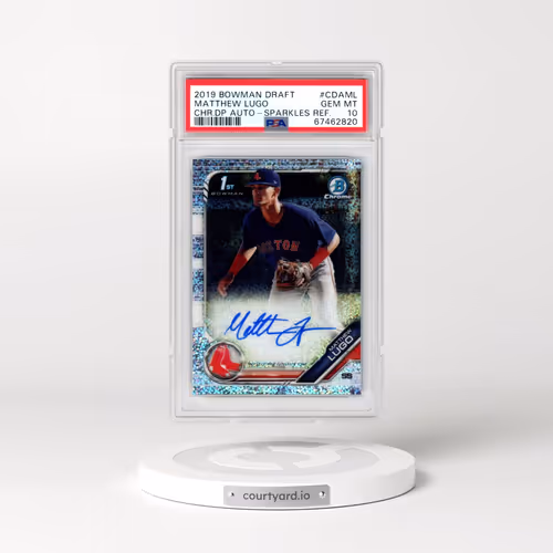 2019 Bowman Draft Chrome Draft Picks Autograph #CDAML Matthew Lugo - Sparkles Refractor (PSA 10 GEM