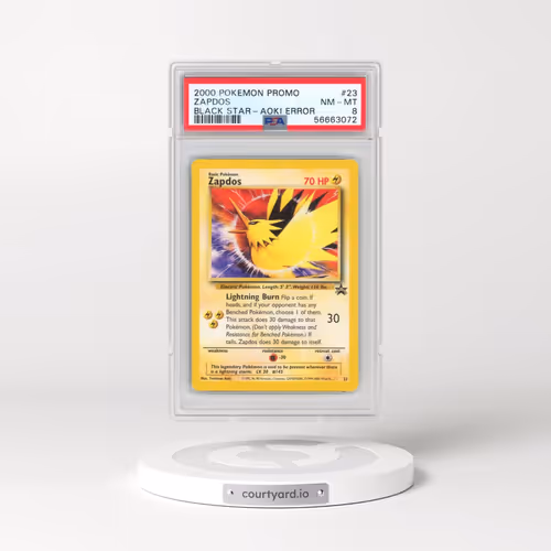 2000 Pokémon Promo Black Star #23 Zapdos - Toshinao Aoki Error (PSA 8 NM-MT)