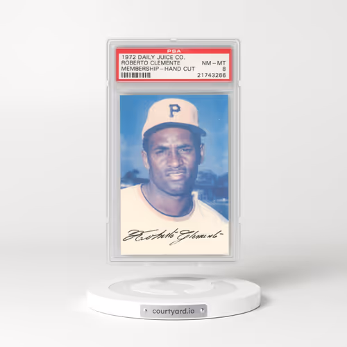 1972 Daily Juice Co. Hand Cut Roberto Clemente - Membership Card (PSA 8 NM-MT)