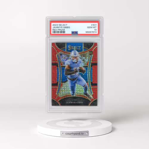 2023 Panini Select #431 Jahmyr Gibbs - Red Prizm (PSA 10 GEM MINT)