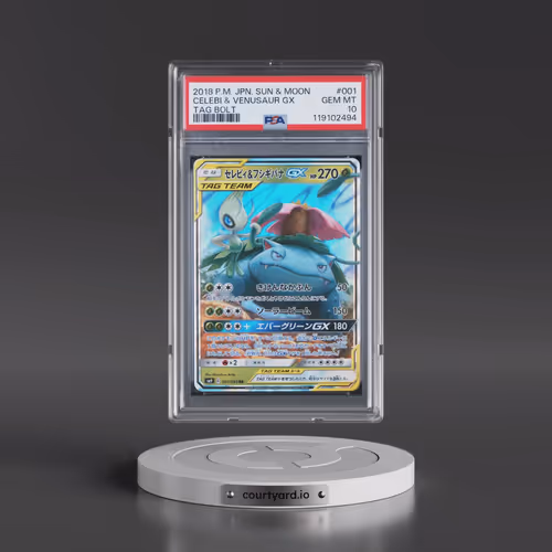 2018 Pokémon Sun & Moon Tag Bolt #001 Celebi & Venusaur GX - Holo (PSA 10 GEM MINT)