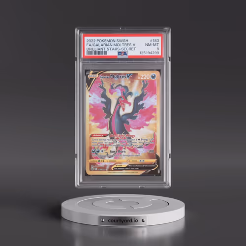 2022 Pokémon Sword & Shield Brilliant Stars #183 Galarian Moltres V - Holo Full Art Secret (PSA 8 NM