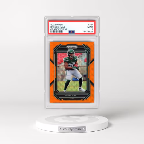 2022 Panini Prizm #317 Breece Hall - Orange Wave (PSA 9 MINT)
