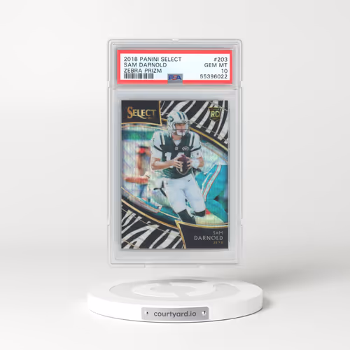 2018 Panini Select #203 Sam Darnold - Zebra Prizm (PSA 10 GEM MINT)