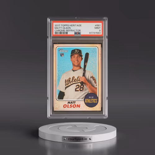2017 Topps Heritage #681 Matt Olson - Chrome-Refractor (PSA 9 MINT)