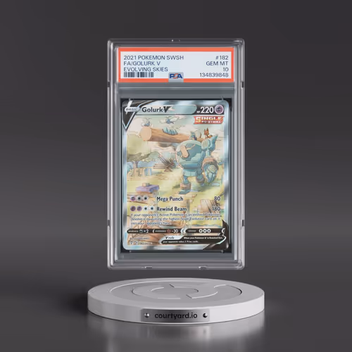 2021 Pokémon Sword & Shield Evolving Skies #182 Golurk V - Holo Full Art (PSA 10 GEM MINT)