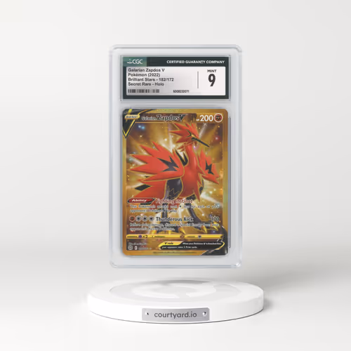 2022 Brilliant Stars #182/172 Galarian Zapdos V - Holo Secret (CGC 9 MINT)