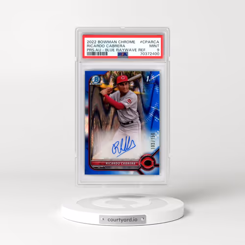 2022 Bowman Chrome Prospect Autographs #CPARCA Ricardo Cabrera - Blue Raywave Refractor (PSA 9 MINT)