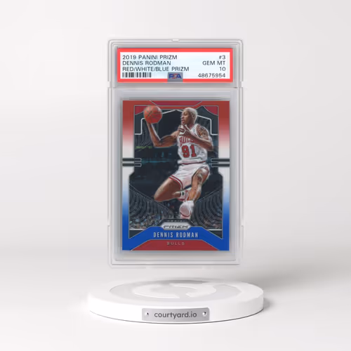 2019 Panini Prizm #3 Dennis Rodman - Red/White/Blue Prizm (PSA 10 GEM MINT)