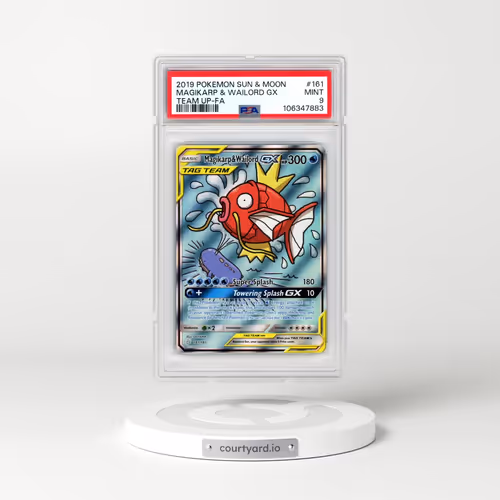 2019 Pokémon Sun & Moon Team Up #161 Magikarp & Wailord GX - Holo Full Art (PSA 9 MINT)
