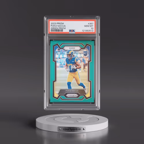 2023 Panini Prizm #357 Puka Nacua - Green Prizm (PSA 10 GEM MINT)