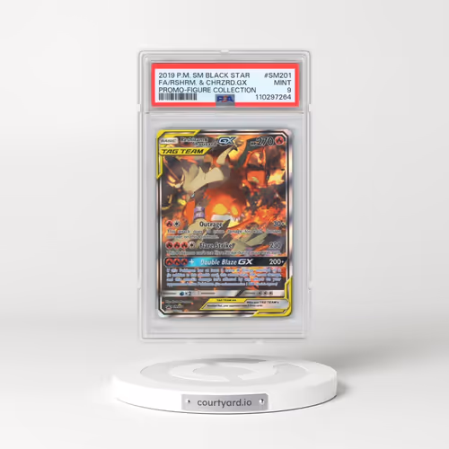 2019 Pokémon SM Black Star Promo #SM201 Reshiram & Charizard GX - Holo Full Art Reshiram & Charizard-GX Figure Collection (PSA 9 MINT)
