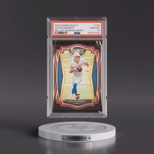 2020 Panini Select #144 Justin Herbert - Die-Cut Maroon Prizm (PSA 10 GEM MINT)