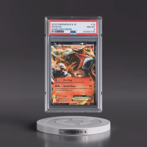 2012 Pokémon Black & White Dark Explorers #13 Entei EX - Holo (PSA 8 NM-MT)