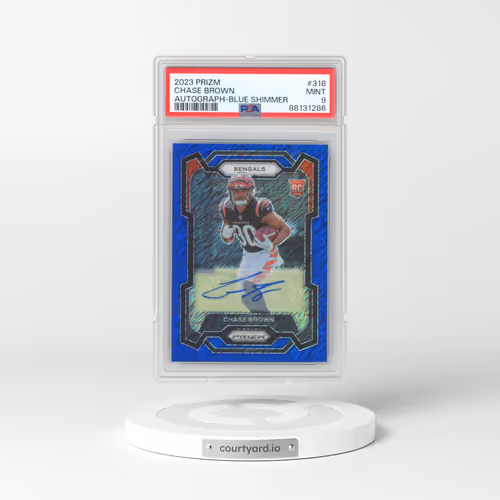 2023 Panini Prizm #318 Chase Brown - Autograph-Blue Shimmer (PSA 9 MINT)