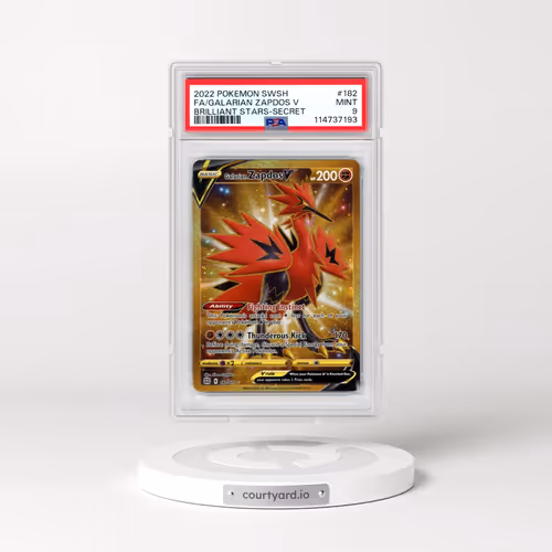 2022 Pokémon Sword & Shield Brilliant Stars #182 Galarian Zapdos V - Holo Full Art Secret (PSA 9 MINT)