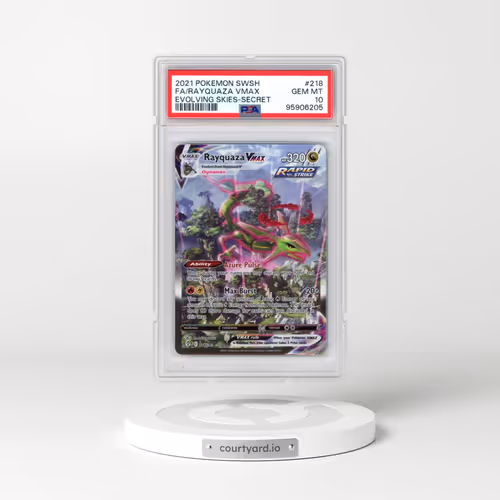 2021 Pokémon Sword & Shield Evolving Skies #218 Rayquaza Vmax - Full Art Secret (PSA 10 GEM MINT)
