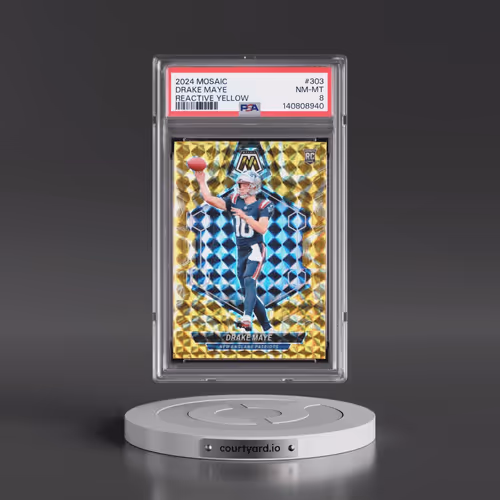 2024 Panini Mosaic #303 Drake Maye - Reactive Yellow (PSA 8 NM-MT)