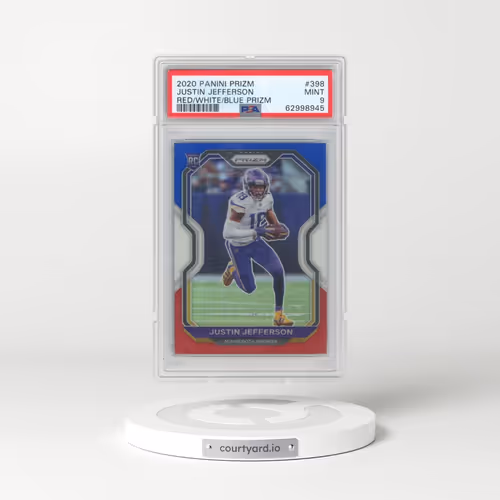 2020 Panini Prizm #398 Justin Jefferson - Red/White/Blue Prizm (PSA 9 MINT)