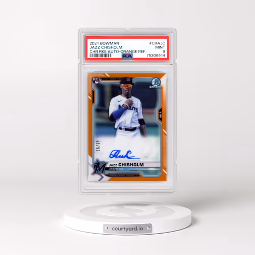 2021 Bowman Chrome Rookie Autographs #CRAJC Jazz Chisholm - Orange Refractor (PSA 9 MINT)