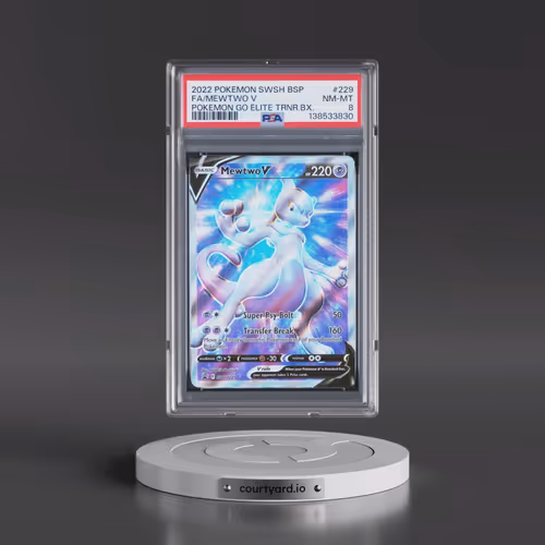 2022 Pokémon Swsh Black Star Promo #229 Mewtwo V - Holo Full Art Pokemon Go Elite Trainer Box (PSA 8