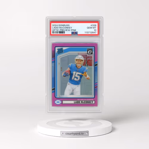2024 Panini Donruss #328 Ladd McConkey - Optic Preview-Pink (PSA 10 GEM MINT)