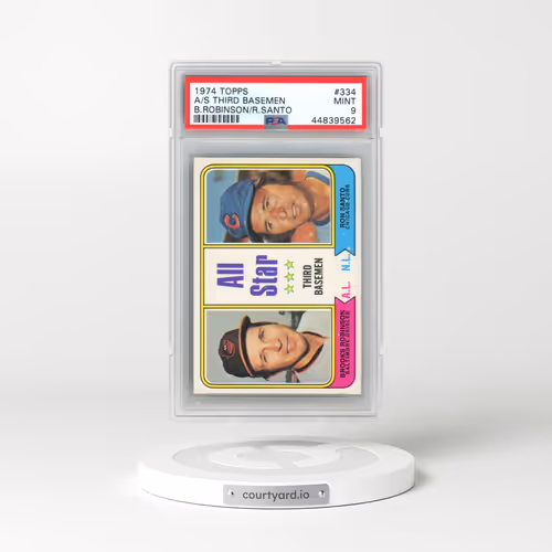 1974 Topps #334 All-Star Third Basemen - B.Robinson/R.Santo (PSA 9 MINT)