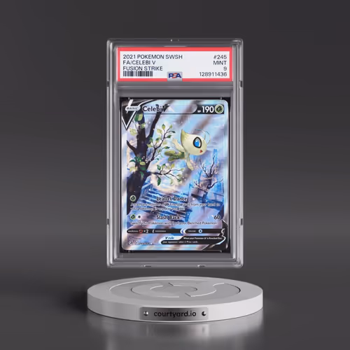 2021 Pokémon Sword & Shield Fusion Strike #245 Celebi V - Holo Full Art (PSA 9 MINT)