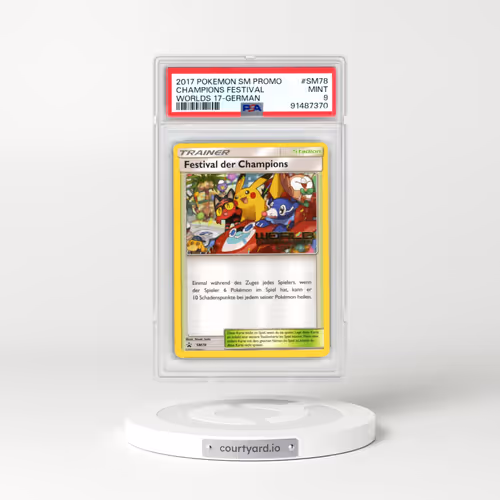 2017 Pokémon SM Black Star Promo #SM78 Champions Festival - Worlds 17 (PSA 9 MINT)