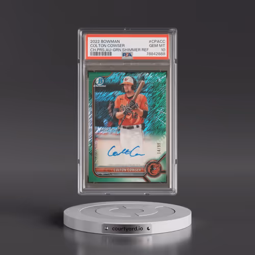 2022 Bowman Chrome Prospect Autographs #CPACC Colton Cowser - Green Shimmer Refractor (PSA 10 GEM MI