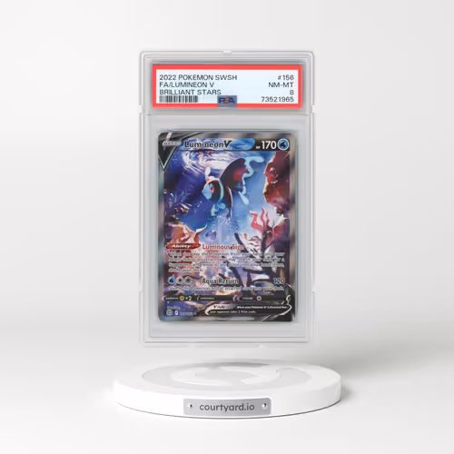 2022 Pokémon Sword & Shield Brilliant Stars #156 Lumineon V - Holo Full Art (PSA 8 NM-MT)