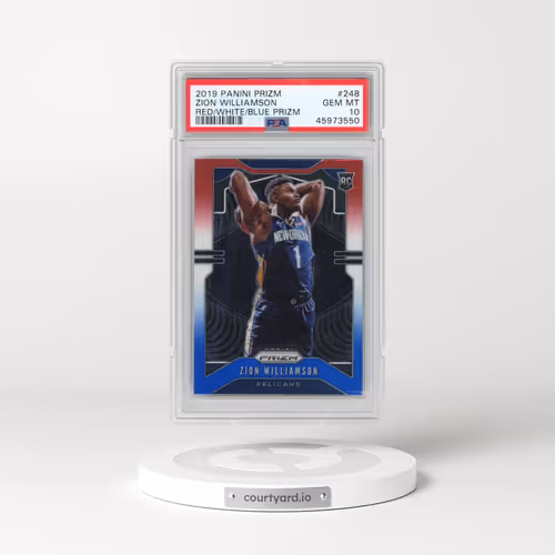 2019 Panini Prizm #248 Zion Williamson - Red/White/Blue Prizm (PSA 10 GEM MINT)