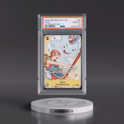 2025 One Piece OP11-A Fist of Divine Speed #106 Zeus - Alternate Art (PSA 10 GEM MINT)