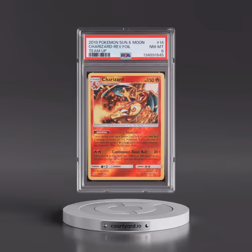 2019 Pokémon Sun & Moon Team Up #14 Charizard - Reverse Foil (PSA 8 NM-MT)