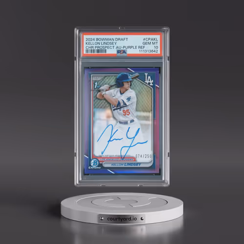 2024 Bowman Draft Chrome Prospect Autographs #CPAKL Kellon Lindsey - Purple Refractor (PSA 10 GEM MI
