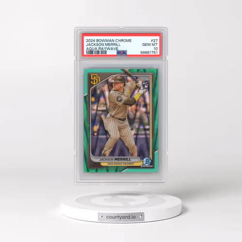 2024 Bowman Chrome #27 Jackson Merrill - Aqua Raywave (PSA 10 GEM MINT)
