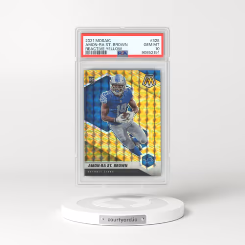 2021 Panini Mosaic #328 Amon-RA St. Brown - Reactive Yellow (PSA 10 GEM MINT)