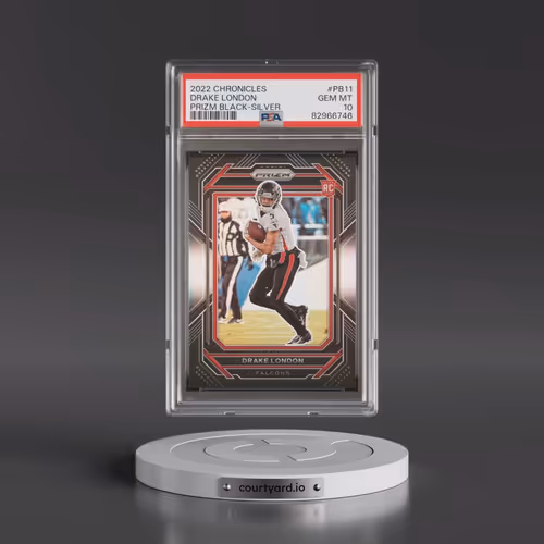 2022 Panini Chronicles Prizm Black #PB11 Drake London - Silver (PSA 10 GEM MINT)