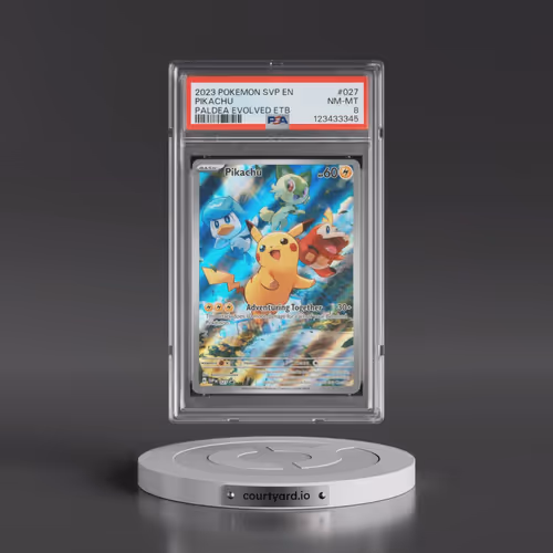 2023 Pokémon Svp EN-SV Black Star Promo #027 Pikachu - Paldea Evolved Elite Trainer Box (PSA 8 NM-MT