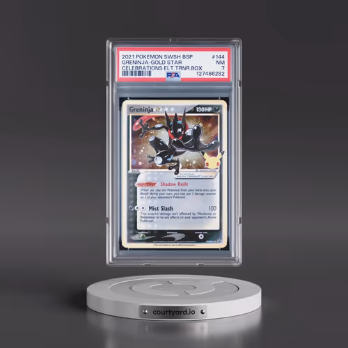2021 Pokémon Swsh Black Star Promo #144 Greninja-Gold Star - Celebrations Elite Trainer Box (PSA 7 N