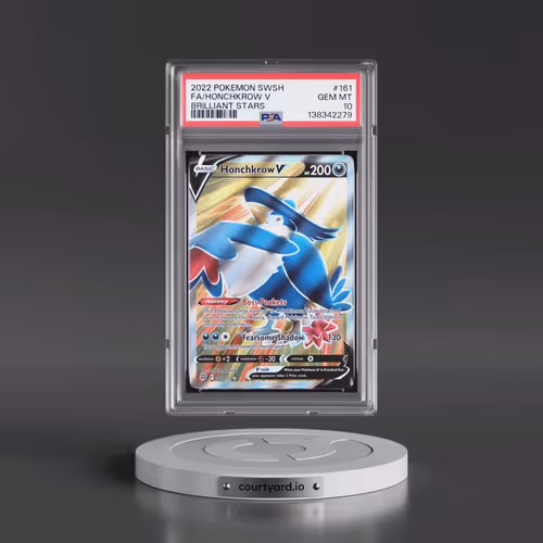 2022 Pokémon Sword & Shield Brilliant Stars #161 Honchkrow V - Holo Full Art (PSA 10 GEM MINT)