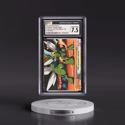 1999 Pokémon the First Movie #34 The Ultimate Match - First Print (Blue Topps Logo) (CGC 7.5 NM+)